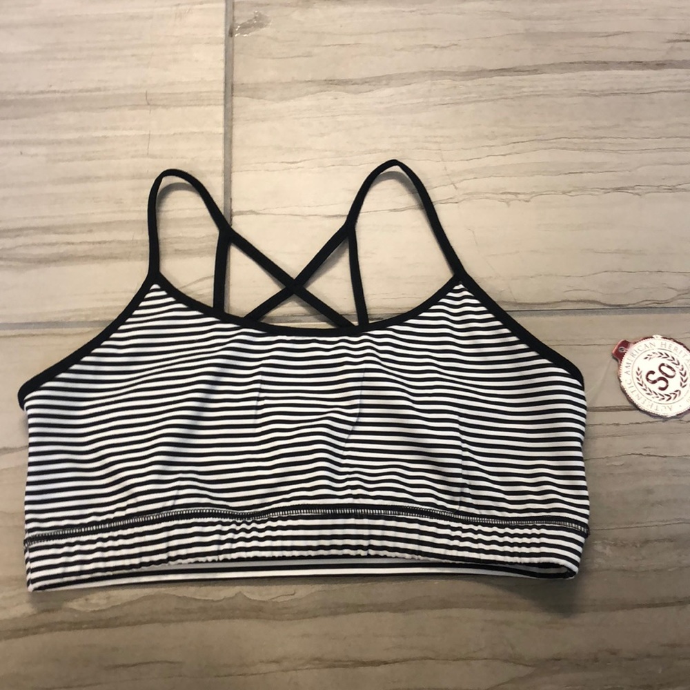 Black and white striped, strappy bralette